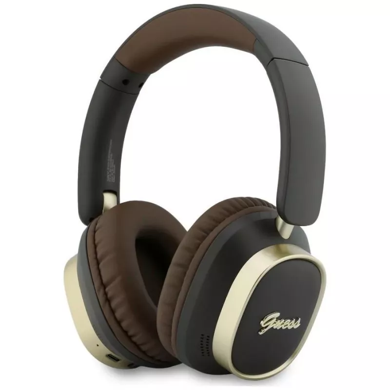 Guess Bluetooth Over-Ear Kopfhörer ENC Rectangle Metal Script Braun