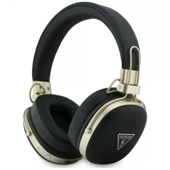 Guess Over-Ear Bluetooth-Kopfhörer mit ENC, Metallic-gekörntes Dreieck-Logo, Schwarz