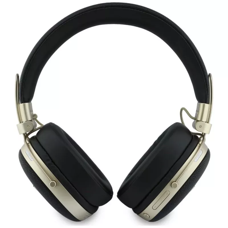 Guess Over-Ear Bluetooth-Kopfhörer mit ENC, Metallic-gekörntes Dreieck-Logo, Schwarz