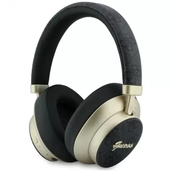Guess GUE005456 Bluetooth Over-Ear Kopfhörer mit ENC, 4G Gold Script Metal, Schwarz