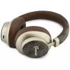 Guess GUE005457 Over-Ear Bluetooth-Kopfhörer mit ENC, Braun, Gold Script Metal Design
