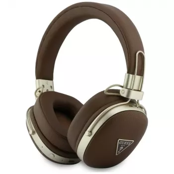 Guess GUE005460 Bluetooth On-Ear Kopfhörer mit ENC, Braun, Metallgekörntes Dreieck-Logo
