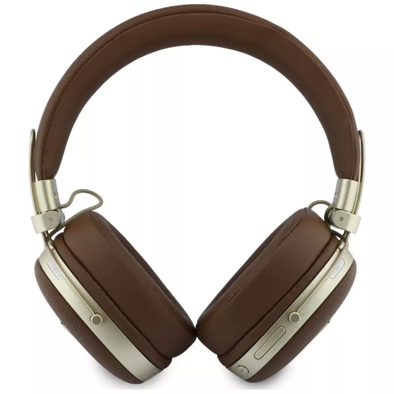 Guess GUE005460 Bluetooth On-Ear Kopfhörer mit ENC, Braun, Metallgekörntes Dreieck-Logo