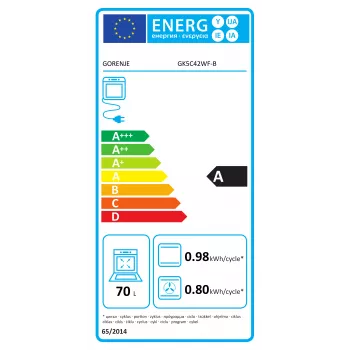 Gorenje GK5C42WF-B Freistehender Gas-Elektro-Herd, Weiß, 50 cm, 70 L
