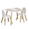 Zeller Present 13536 Kindermöbel-Set - Tisch und 2 Stühle, Weiß/Naturholz, MDF, ab 3 Jahren