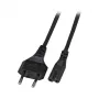 EFB Elektronik Stromkabel, Eurostecker auf C7 180 Grad, 2 m, Schwarz