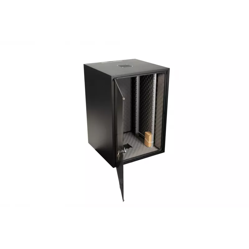 EFB Elektronik OFF-1866TS.V1RW-AK Netzwerkschrank, 18 HE, 19 Zoll, 600x600 mm, Jet Black RAL 9005, akustisch gedämmt