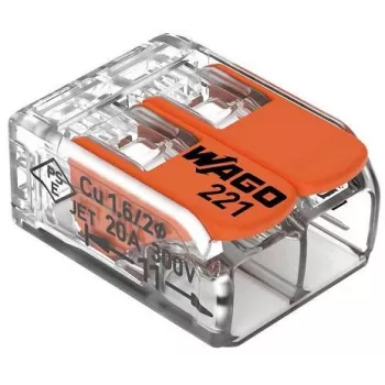 WAGO 221-412 Kompakt-Verbinder 2-Leiter 0,2-4 mm² transparent (100 Stück)