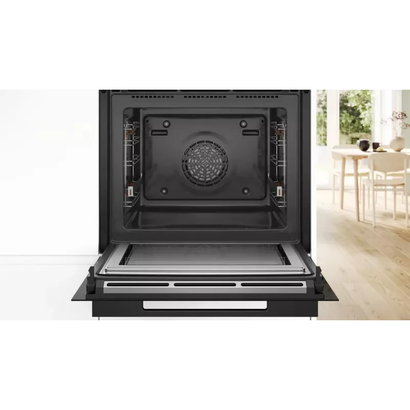 Bosch HMG976KB1 Series 8 Einbau-Mikrowellenbackofen mit Dampfunterstützung, 71 l, Schwarz