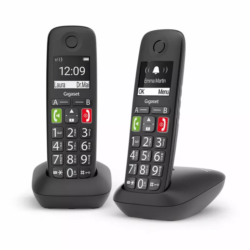 Gigaset E290 Duo DECT/Analogue Schnurlostelefon Schwarz - 2 Mobilteile