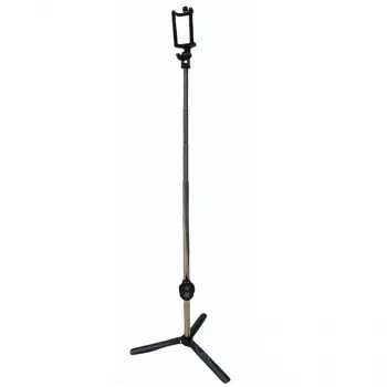 CP K060T 2in1 Selfie-Stick & Video-Webcall-Tischstativ mit drahtlosem Auslöser, ausziehbar auf 60 cm, Schwarz