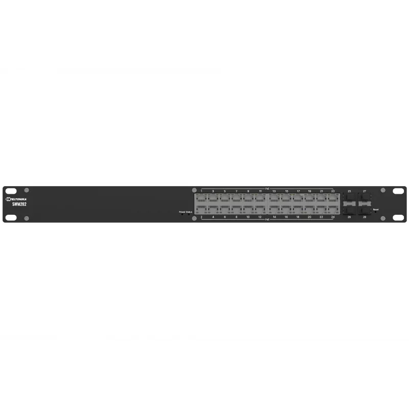 TELTONIKA MANAGED SWITCH SWM282 24X1GB RJ45, 4X1GB SFP, 12 X POE+ 300W TOTAL