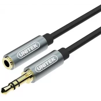 UNITEK 3.5mm Audio-Verlängerungskabel 1m - Klinke auf Buchse, vergoldet, Schwarz