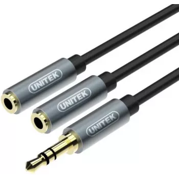 UNITEK Y-C956ABK 3,5mm Mini-Klinke Stecker auf 2x 3,5mm Klinke Buchse Audio-Splitter-Adapterkabel - Schwarz
