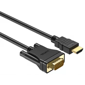 UNITEK HDMI-zu-VGA-Kabel, Full HD 1080p, 60Hz, 2m, Schwarz