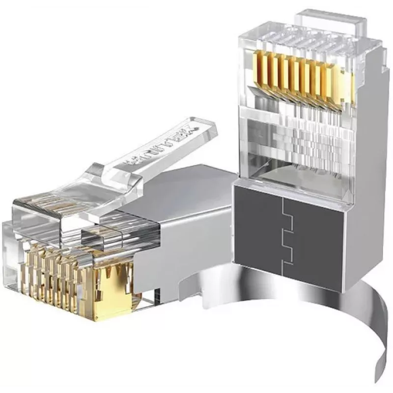 UNITEK Pass-Through RJ45 Cat.7 Stecker 50er-Pack, geschirmt, vergoldet, transparent