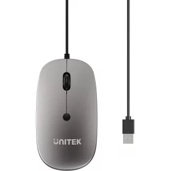 UNITEK SlimTrack 1600DPI kabelgebundene optische Maus, Grau