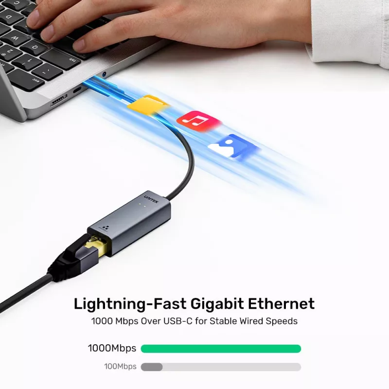 UNITEK USB-C auf Gigabit Ethernet Adapter 1Gbps - Space Gray