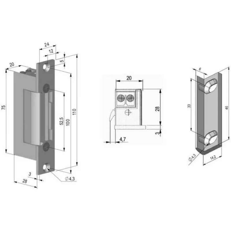 SCOT ES-S12AC/DC-MB PROFI Symmetrischer Elektrotüröffner mit Memory und Blockade