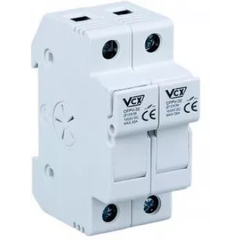VCX CF PV32 2P 2-polige Sicherungsunterlage 32A 1000V DC für 10x38mm Sicherung, Hutschienenmontage, Schraubanschluss, Photovoltaik