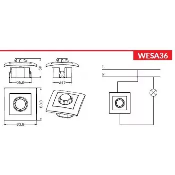 VCX WESA LC 36A LED Rotary Dimmer 200/600W Weiß