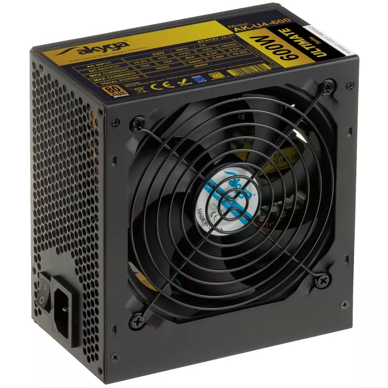 Akyga Ultimate AK-U4-600 ATX-Netzteil 600 W, 80 PLUS Bronze, aktive PFC, 120-mm-Lüfter