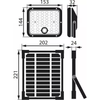 BEMKO SOLPAR Solar LED Flutlicht 10W 1500lm 3000/4000K IP65 Schwarz mit PIR-Sensor