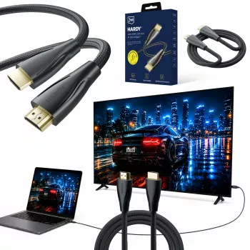3MK PROTECTION Hardy HDMI 2.1 Ultra High Speed Kabel 1,5m 48Gbps 8K60Hz 4K120Hz eARC VRR ALLM Schwarz