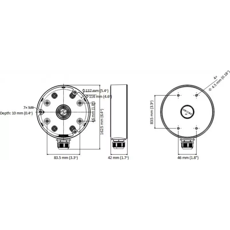 MITON MT-P1280-D21 Wasserdichte Anschlussdose IP65 120x80x55mm Lichtgrau