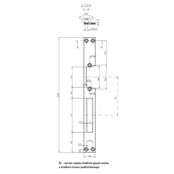 HARTTE OK-P4 Langflachstange für Elektrotüröffner, 3 mm, offen