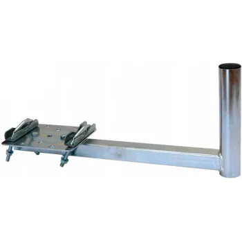 CORAB UBU-38/450-H Universal-Balkonhalterung für Satelliten-, terrestrische und LTE-Antennen, 38 mm Mastdurchmesser, 450 mm Ausladung, feuerverzinkter Stahl, metallic grau