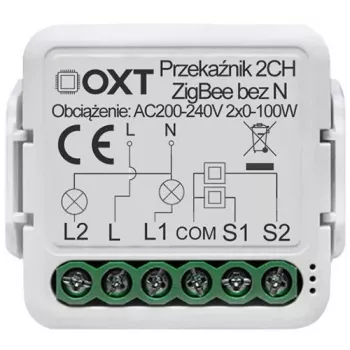 OXT Mini Relaismodul 2-Kanal ohne Neutralleiter ZigBee TUYA T272