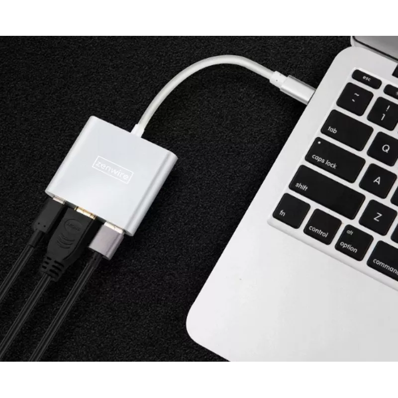 ZENWIRE BYL-2008N 3-in-1 MHL Hub USB-C auf HDMI 4K Adapter, Space Gray