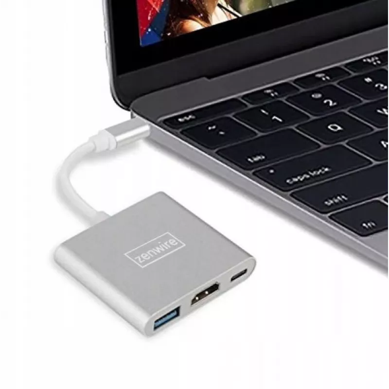 ZENWIRE BYL-2008N 3-in-1 MHL Hub USB-C auf HDMI 4K Adapter, Space Gray