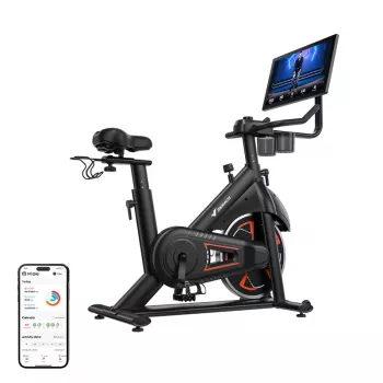 MERACH MR-S36B3 Heimtrainer - Magnetisches aufrechtes Fahrrad mit Bluetooth, LCD-Display, Riemenantrieb, 6 kg Schwungrad, max. Benutzergewicht 120 kg
