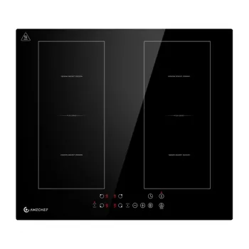 AMZCHEF CE-FS-I72S-FFDD06 Induktionskochfeld, 4 Zonen, 7200W, Touch-Steuerung, Einbau, Schwarz Glaskeramik