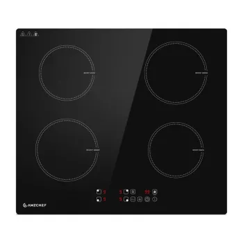 AMZCHEF CE-T-74IB4xyzf-CS 4-Zonen Induktionskochfeld 7400W Einbau mit Booster, Timer, Kindersicherung