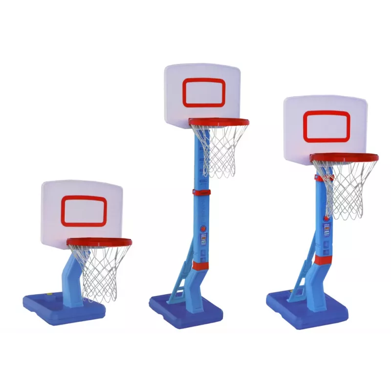 LEAN TOYS Basketballkorb mit verstellbarem Ball und Pumpe 138cm Blau