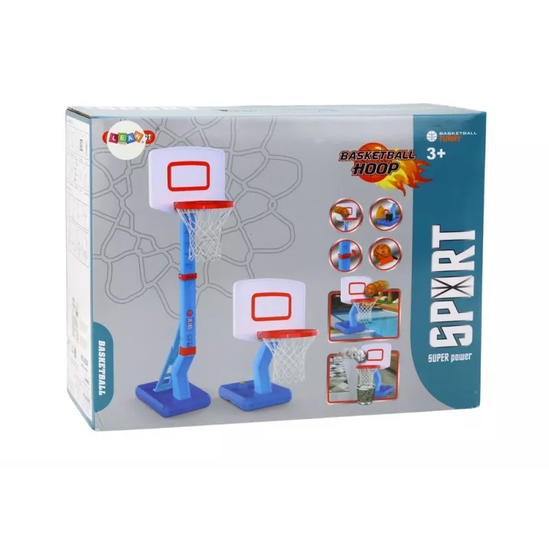 LEAN TOYS Basketballkorb mit verstellbarem Ball und Pumpe 138cm Blau