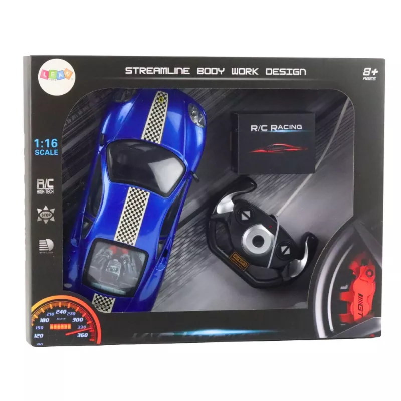 LEAN TOYS RC-Fernlenkauto Sportwagen mit Lichtern Blau 1:16