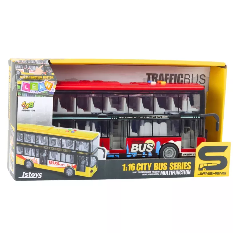 LEAN TOYS City Bus Doppeldecker 1:16 Antrieb Lichter Geräusche Rot
