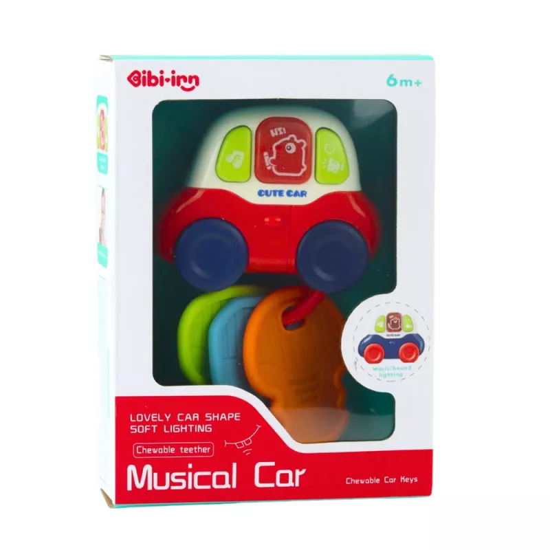 LEAN TOYS Interaktives Spielzeugauto mit Beißringen, Schlüsseln, Lichtern, Geräuschen