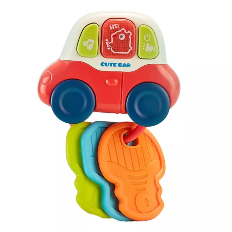 LEAN TOYS Interaktives Spielzeugauto mit Beißringen, Schlüsseln, Lichtern, Geräuschen