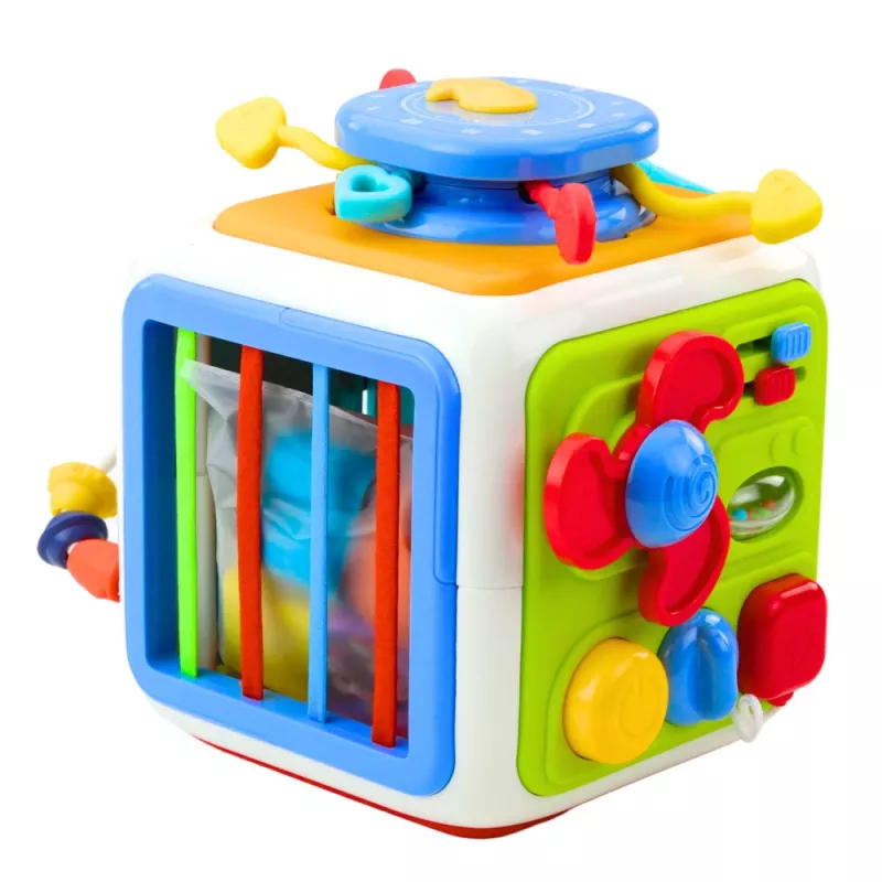 LEAN TOYS Interaktiver Würfel-Sortierer, pädagogisch, sensorisch, Geräusche, bunt