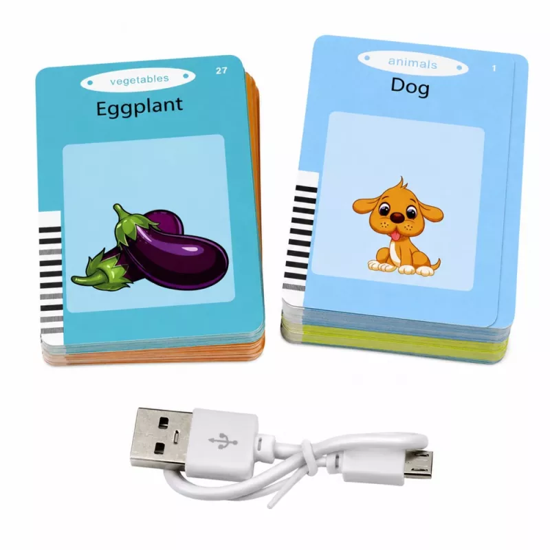 LEAN TOYS Englisch Wortlernkarten-Lesegerät Lernspielzeug Blau