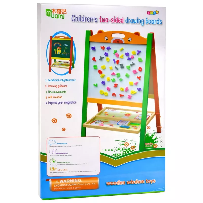 LEAN TOYS Doppelseitige magnetische Lerntafel 2 in 1 mit Markern, Buchstaben, Zahlen