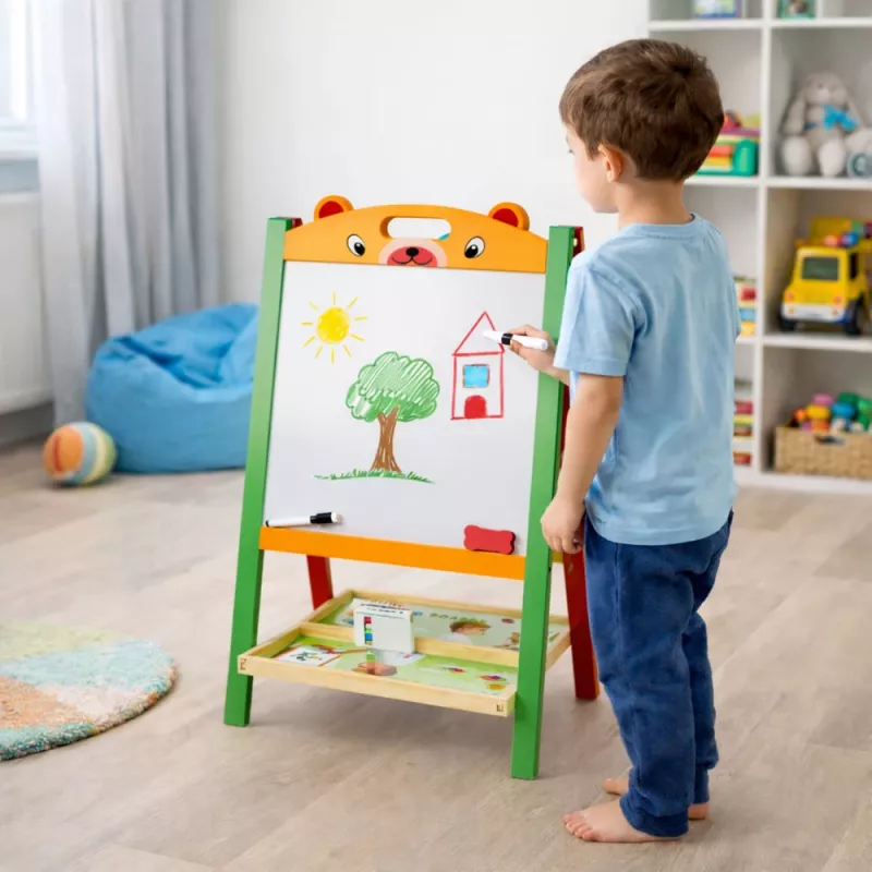 LEAN TOYS Doppelseitige magnetische Lerntafel 2 in 1 mit Markern, Buchstaben, Zahlen