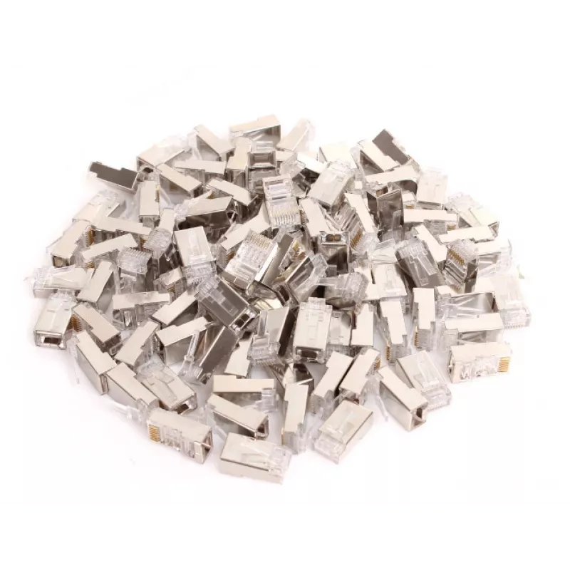 GETFORT RJ45 Cat.6 Shielded Connector 8P8C (100 Stück) - Goldkontakte, transparent