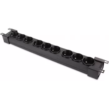 Getfort GF-9R30/FR 9-fach 1U Rackmontage Steckdosenleiste mit französischen Steckdosen, 3m Kabel, 16A, Schwarz