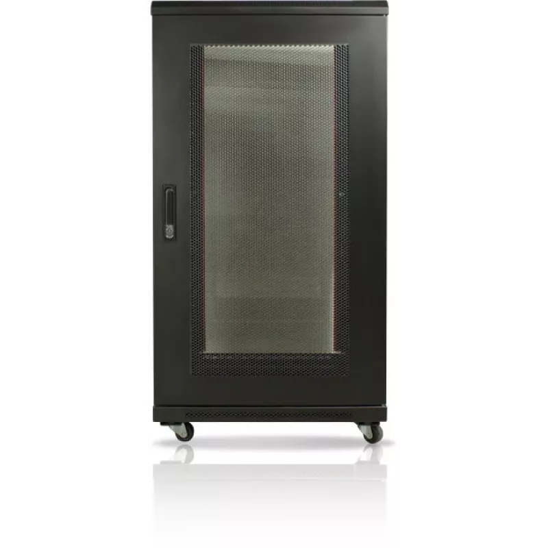 GETFORT 19-Zoll 22U Standschrank 600x800mm perforierte Tür schwarz